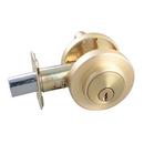Satin Brass Premier Round Single Cylinder Deadbolt 
