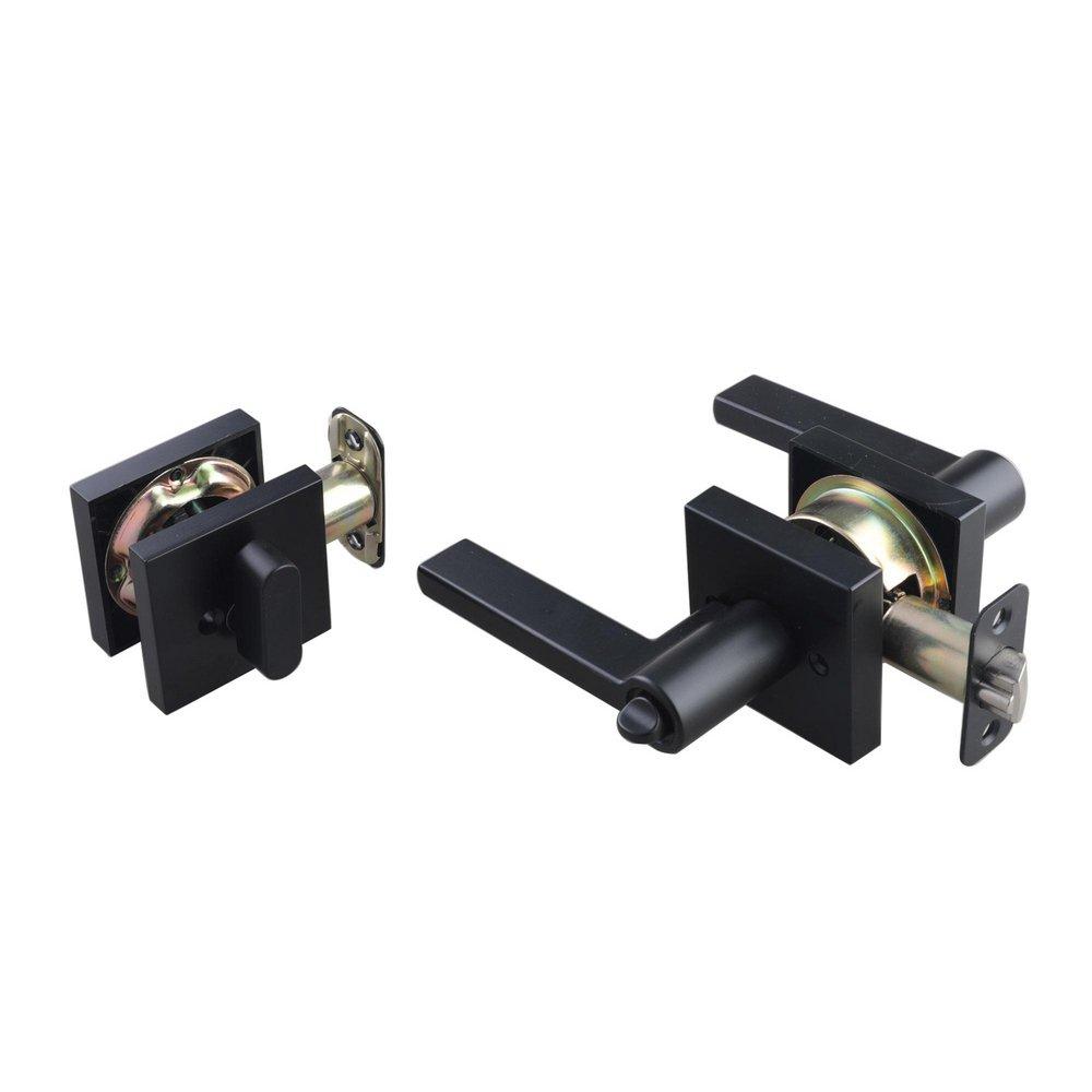 Matte Black Premier Flat Bar Lever Entrance Door Lock & Deadbolt 