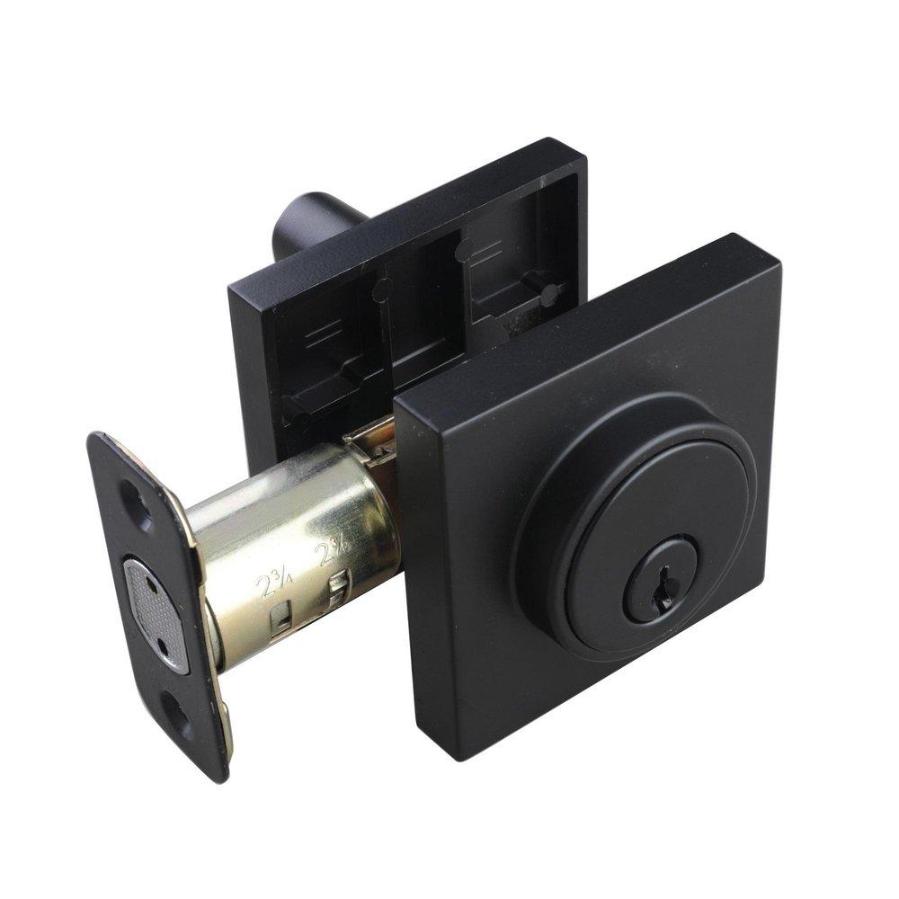 Matte Black Premier Flat Bar Lever Entrance Door Lock & Deadbolt 