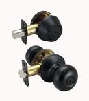 Flat Ball Knob Entrance & Deadbolt Lock in Matte Black