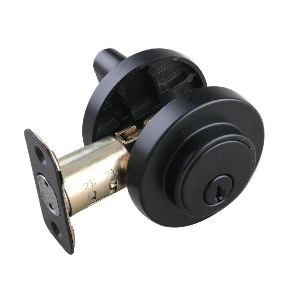 Matte Black Premier Round Single Cylinder Deadbolt 
