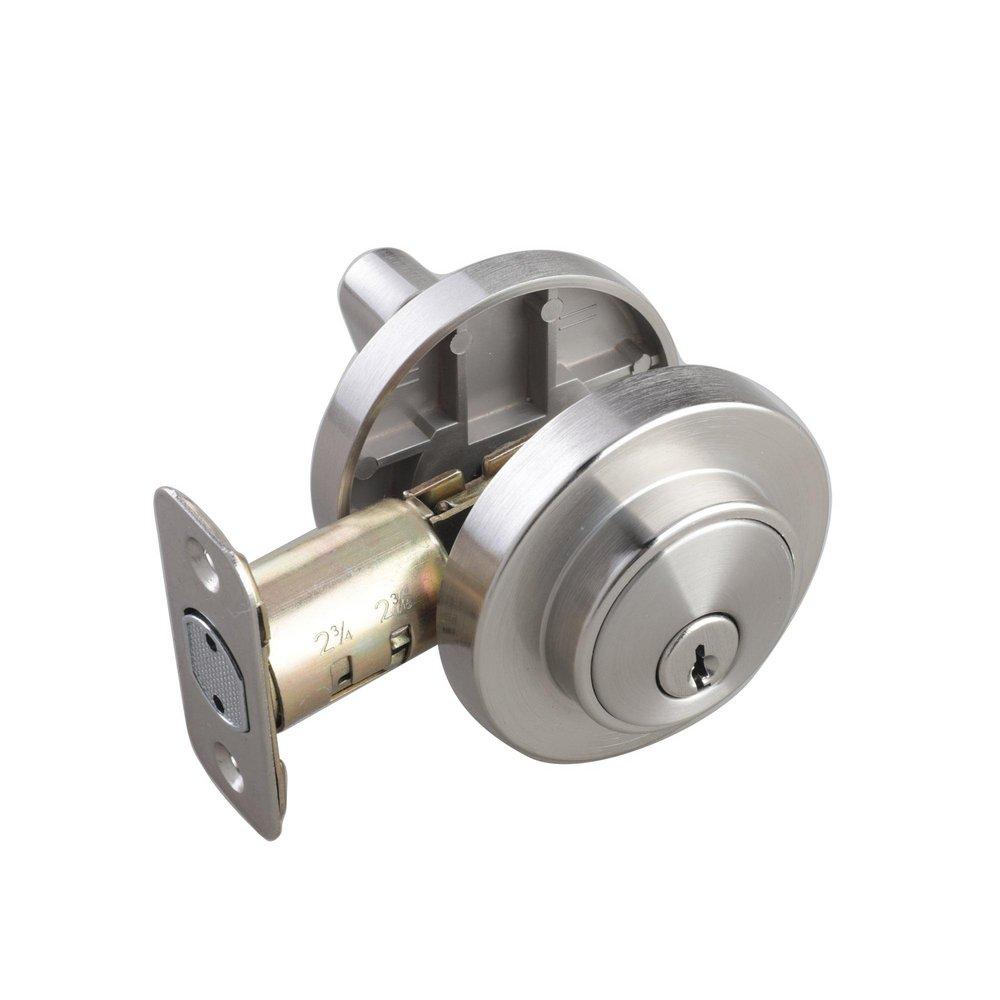 Satin Nickel Premier Round Single Cylinder Deadbolt 