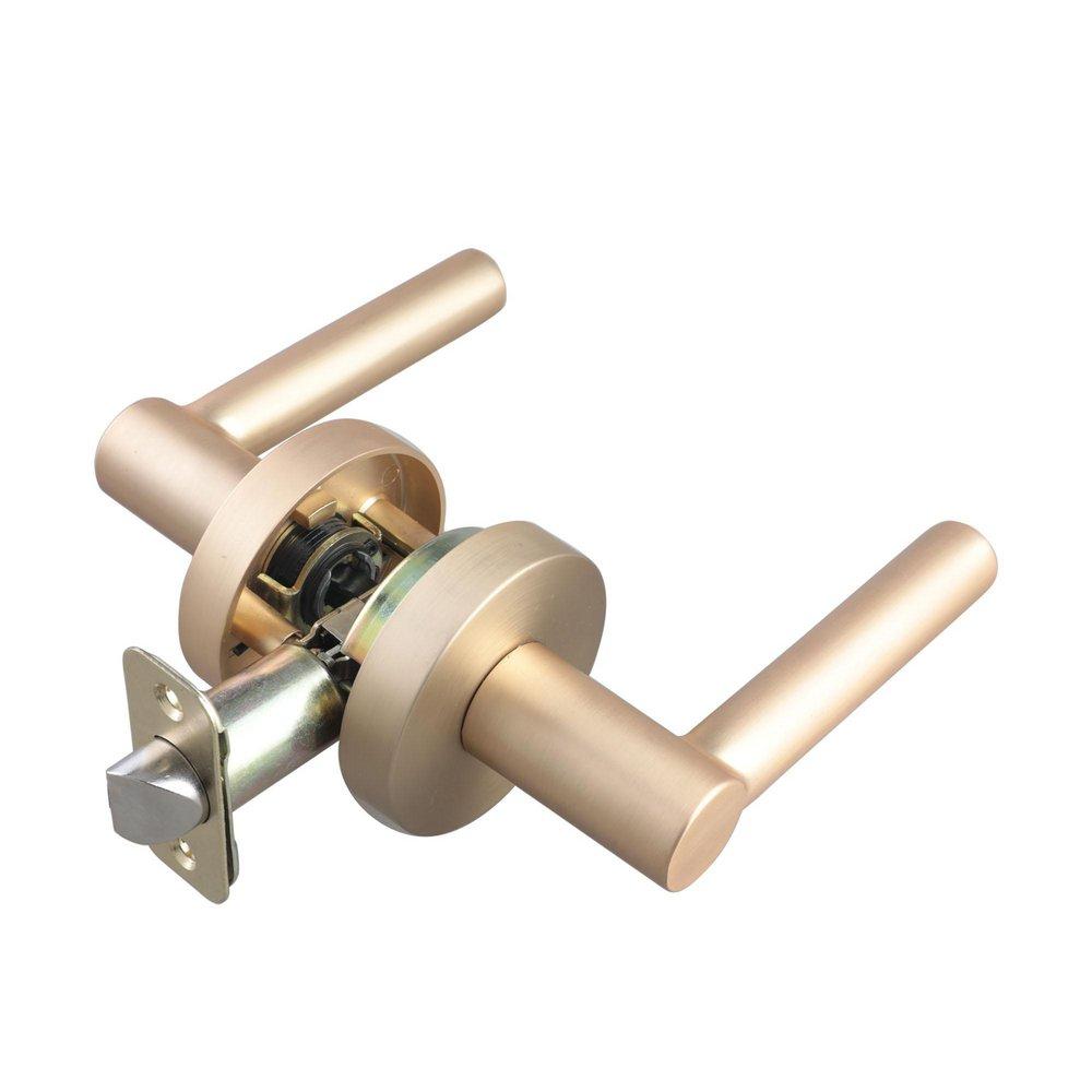 Satin Brass Premier Round Rod Lever Passage Door Lock 