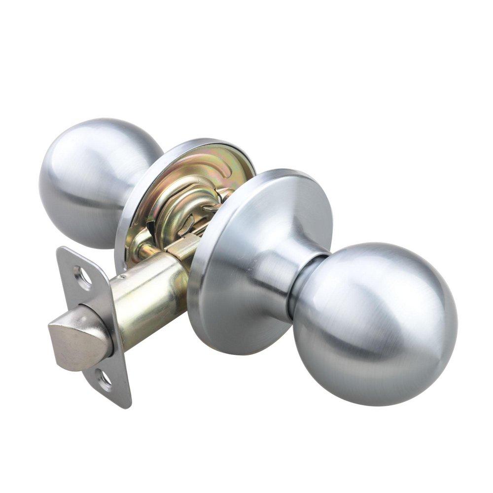 Satin Chrome Ball Knob Passage Door Lock 
