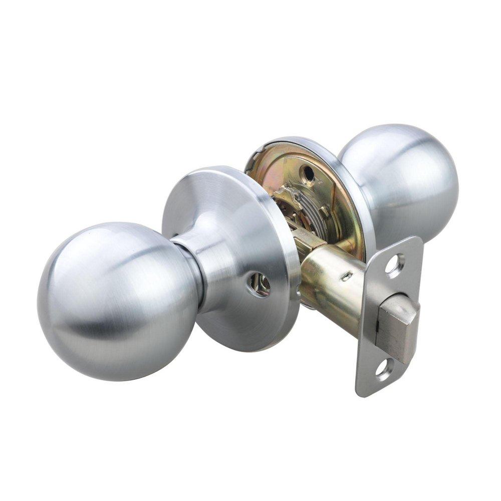 Satin Chrome Ball Knob Passage Door Lock 