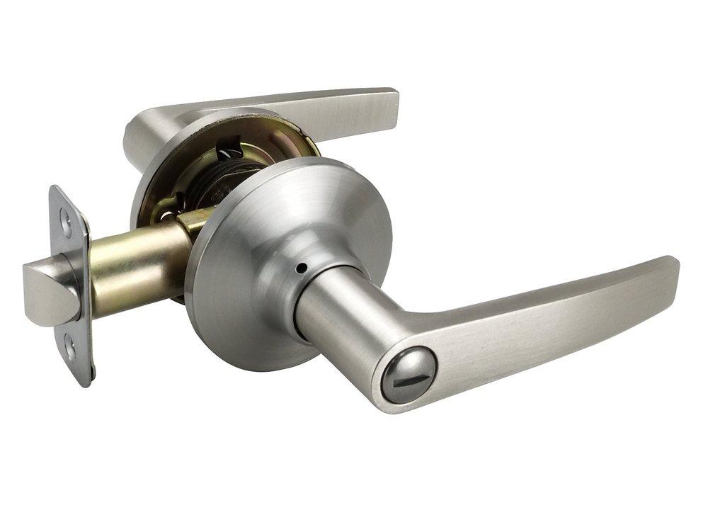 Satin Nickel Straight Lever Privacy Door Lock 