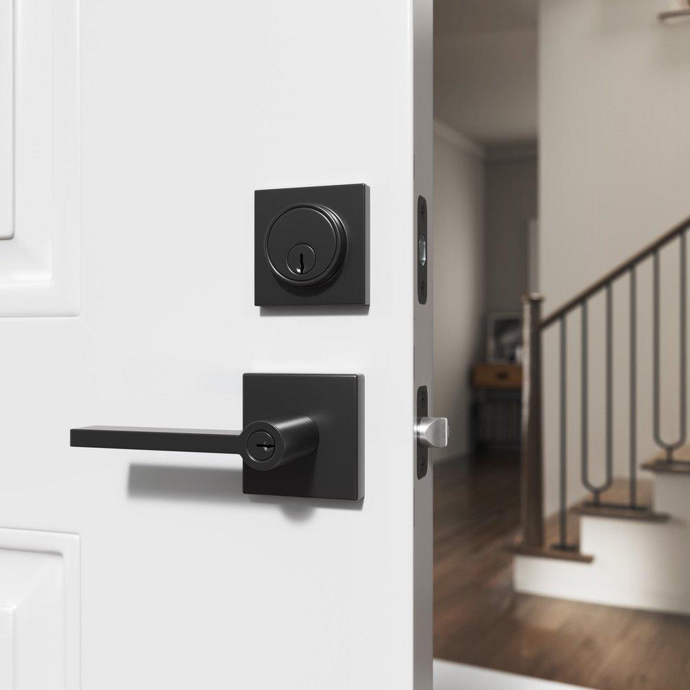 Westcraft Matte Black Square Entrance Lock Door Designer Flat Bar Lever 