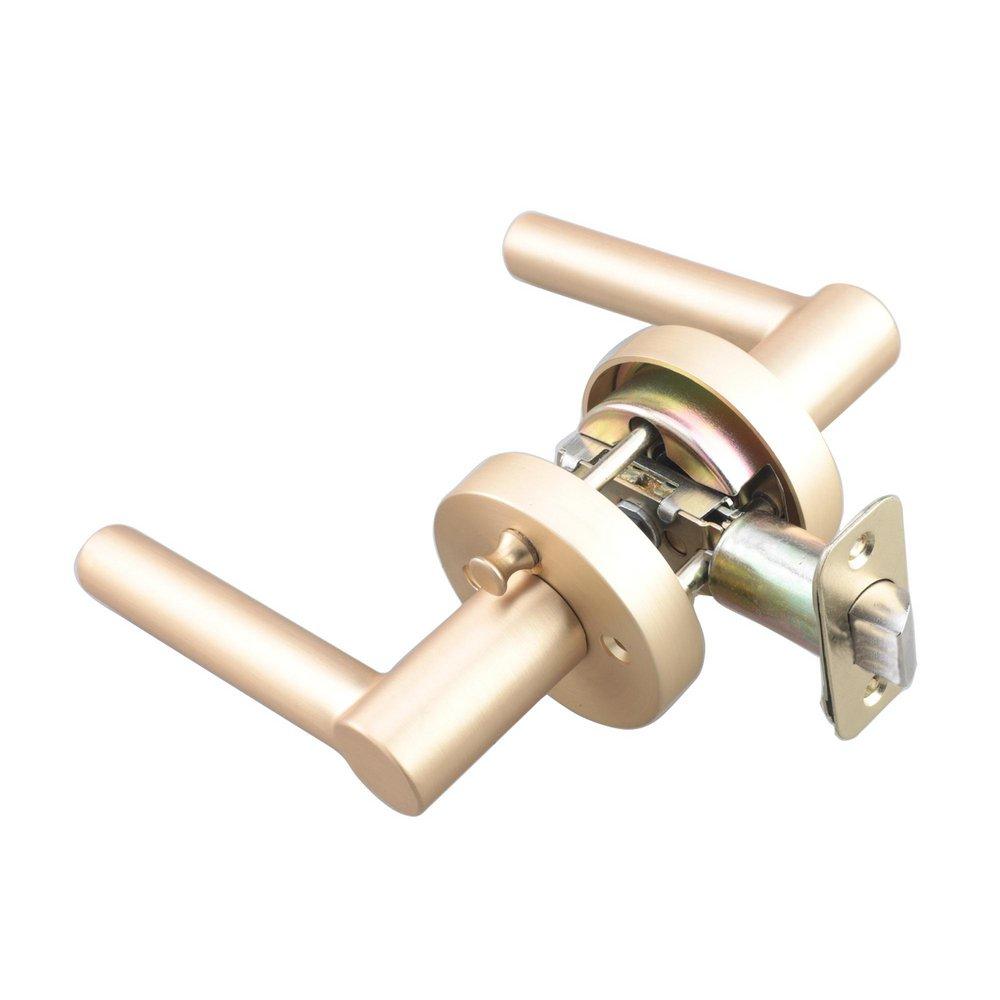 Satin Brass Premier Round Rod Lever Privacy Door Lock 