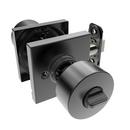 Matte Black Shaker Knob Privacy Door Lock, Square Rosette 