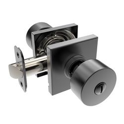 Shaker Knob Privacy Door Lock, Square Rosette in Matte Black
