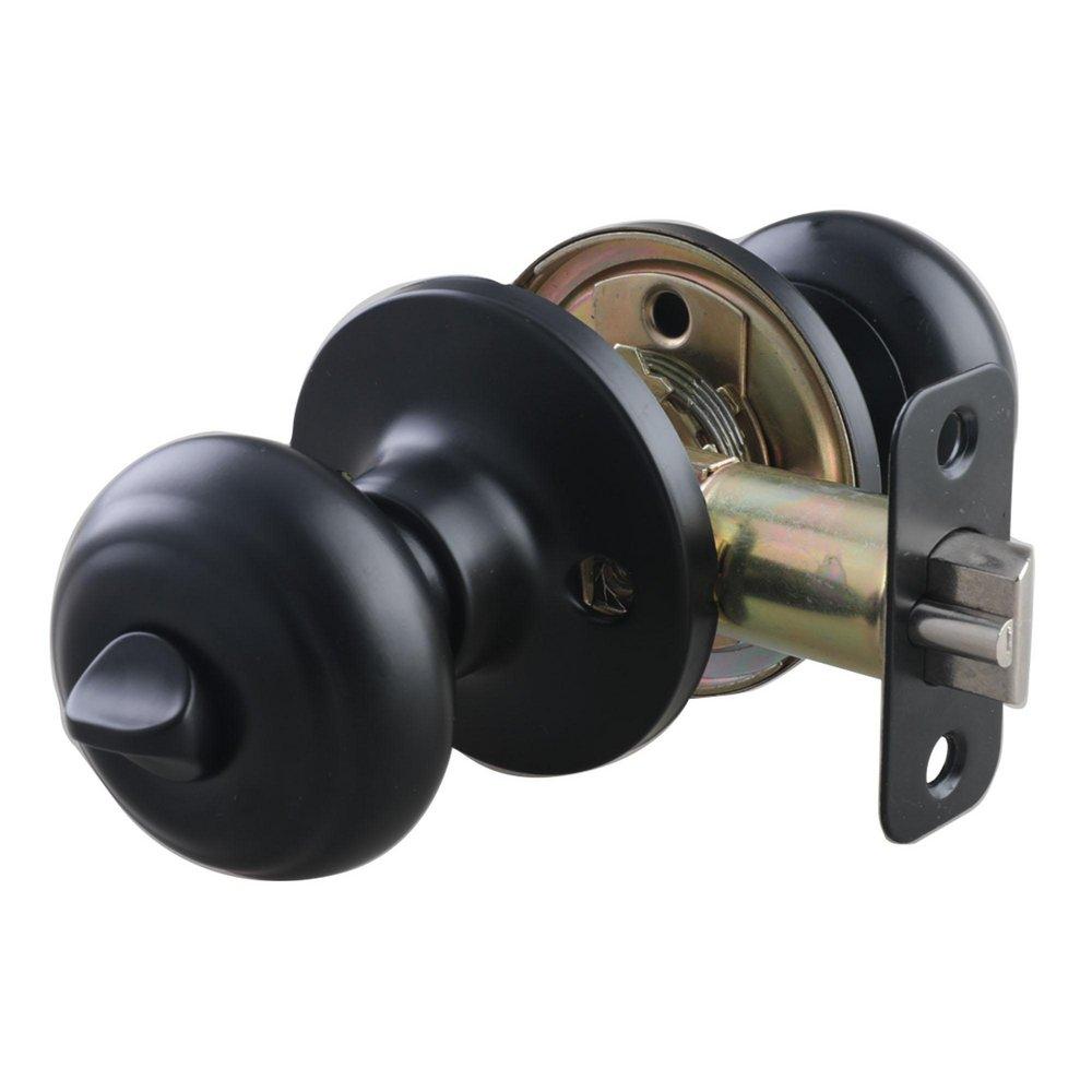 Matte Black Ridged Flat Ball Knob Entrance Lock 