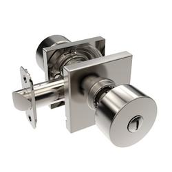 Shaker Knob Privacy Door Lock, Square Rosette in Satin Nickel