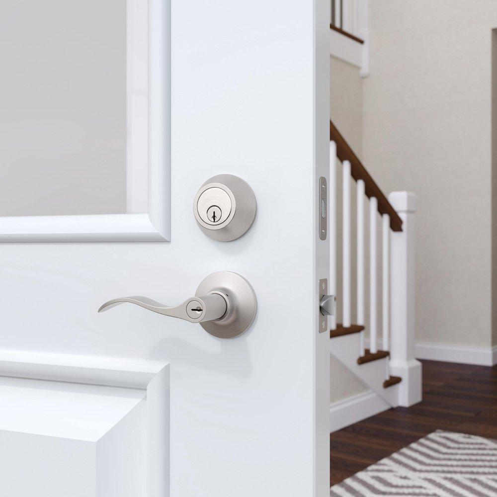 Satin Nickel Wave Lever Entrance Door Lock 