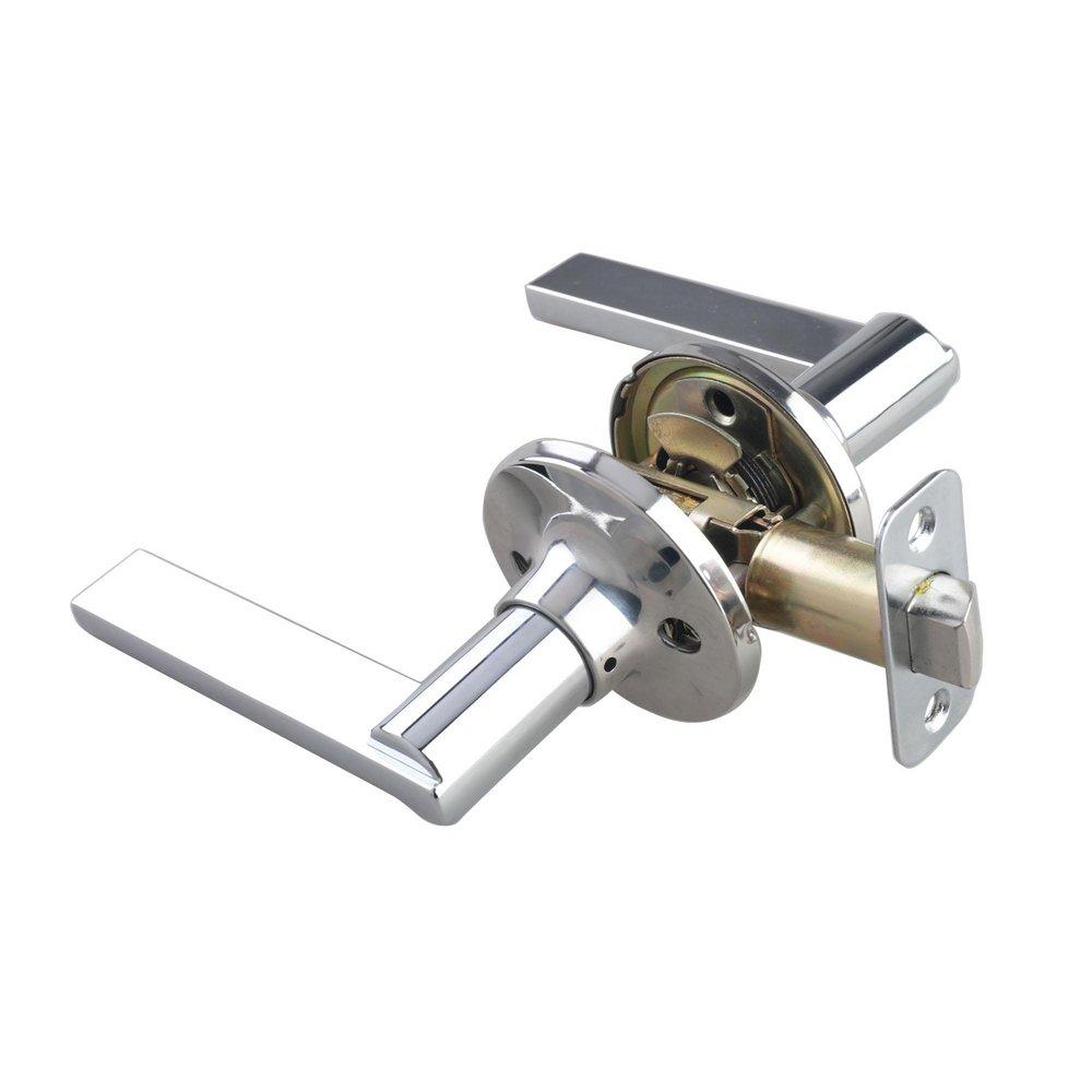 Polished Chrome Flat Bar Lever Passage Door Lock 