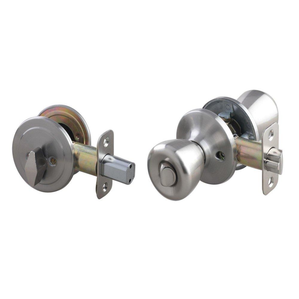 Satin Nickel Tulip Knob Entrance & Deadbolt Lock 