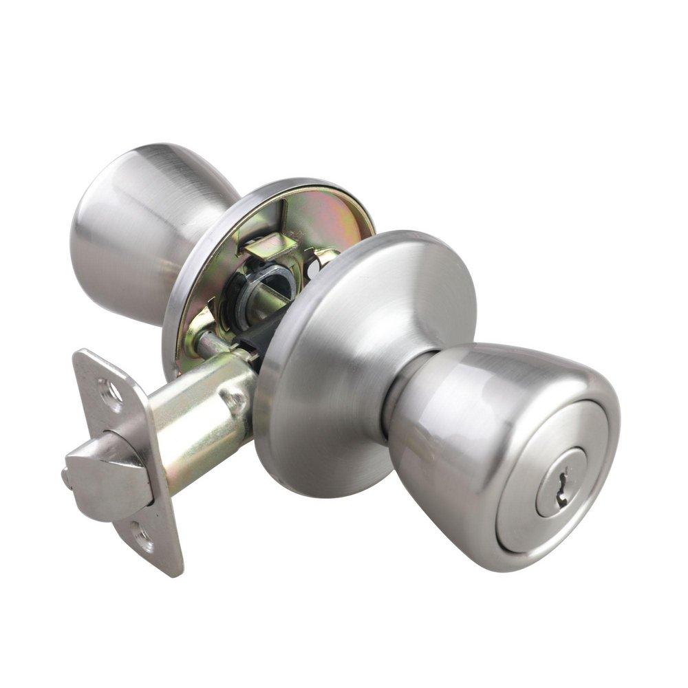 Satin Nickel Tulip Knob Entrance & Deadbolt Lock 