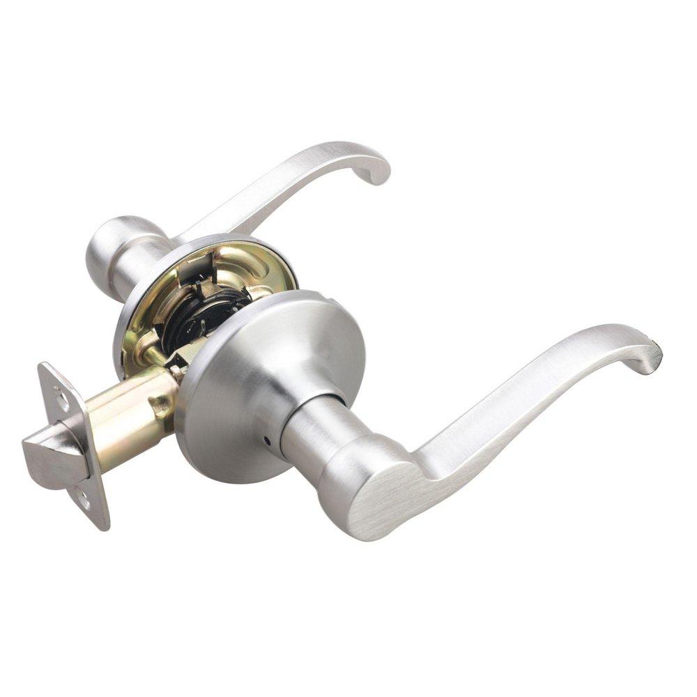 Satin Nickel Closed Scroll Lever Passage Door Lock 