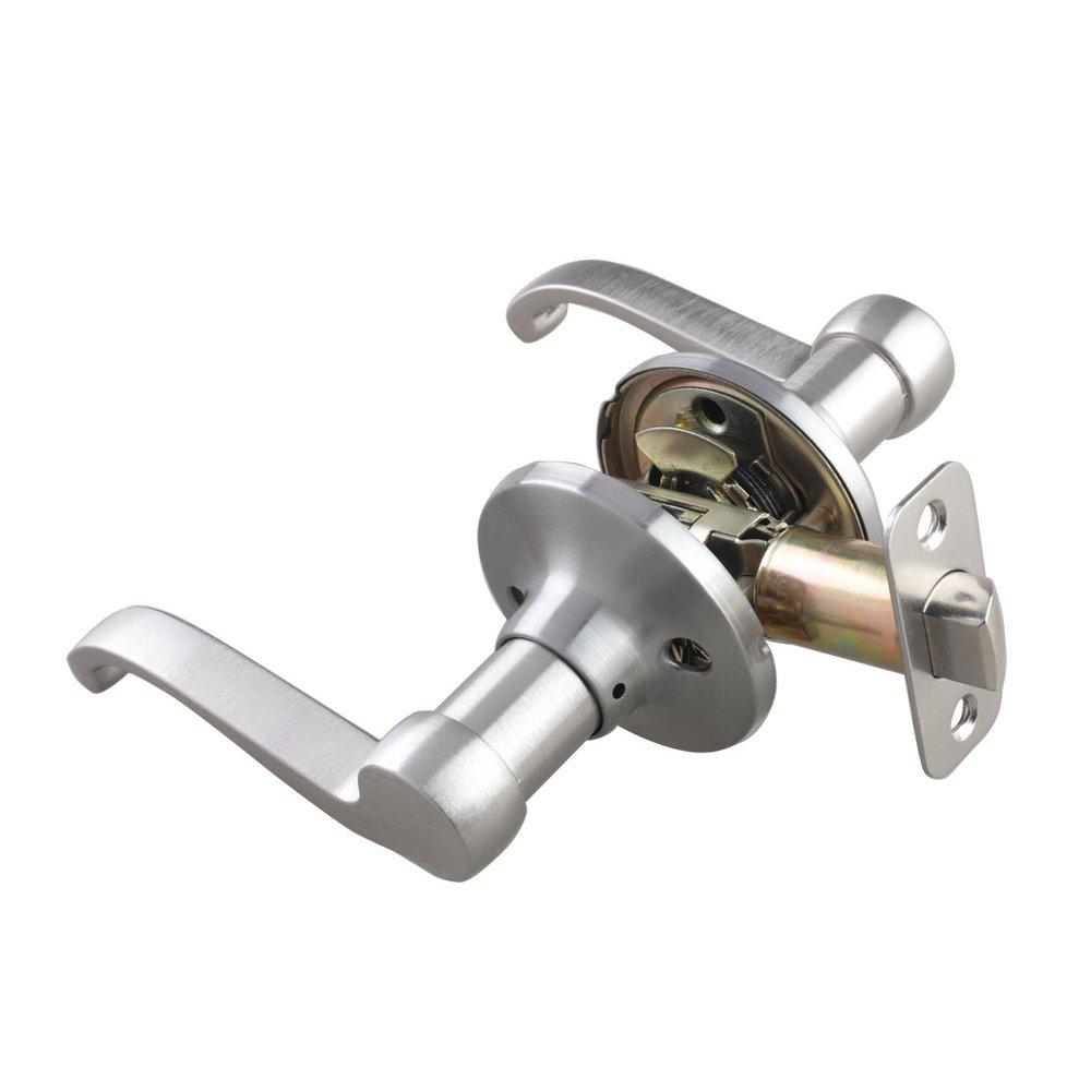 Satin Nickel Closed Scroll Lever Passage Door Lock 