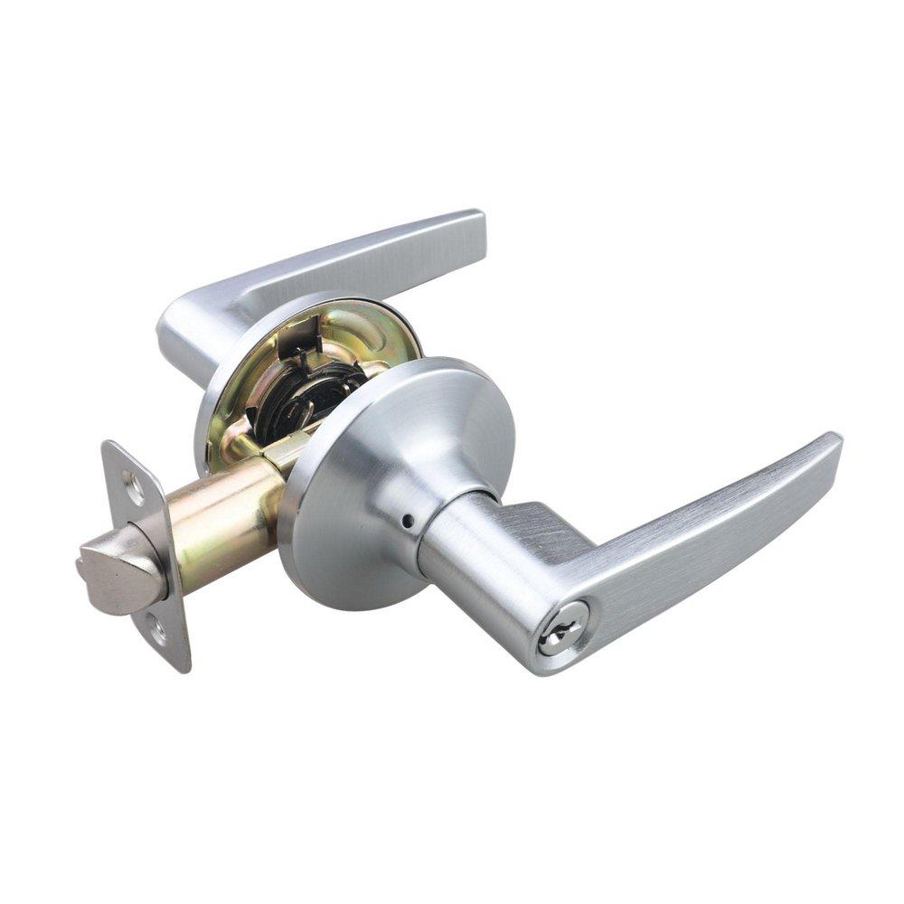 Satin Chrome Straight Lever Entrance Door Lock 
