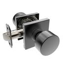 Matte Black Shaker Knob Passage Door Lock, Square Rosette 
