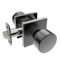 Shaker Knob Passage Door Lock, Square Rosette in Matte Black