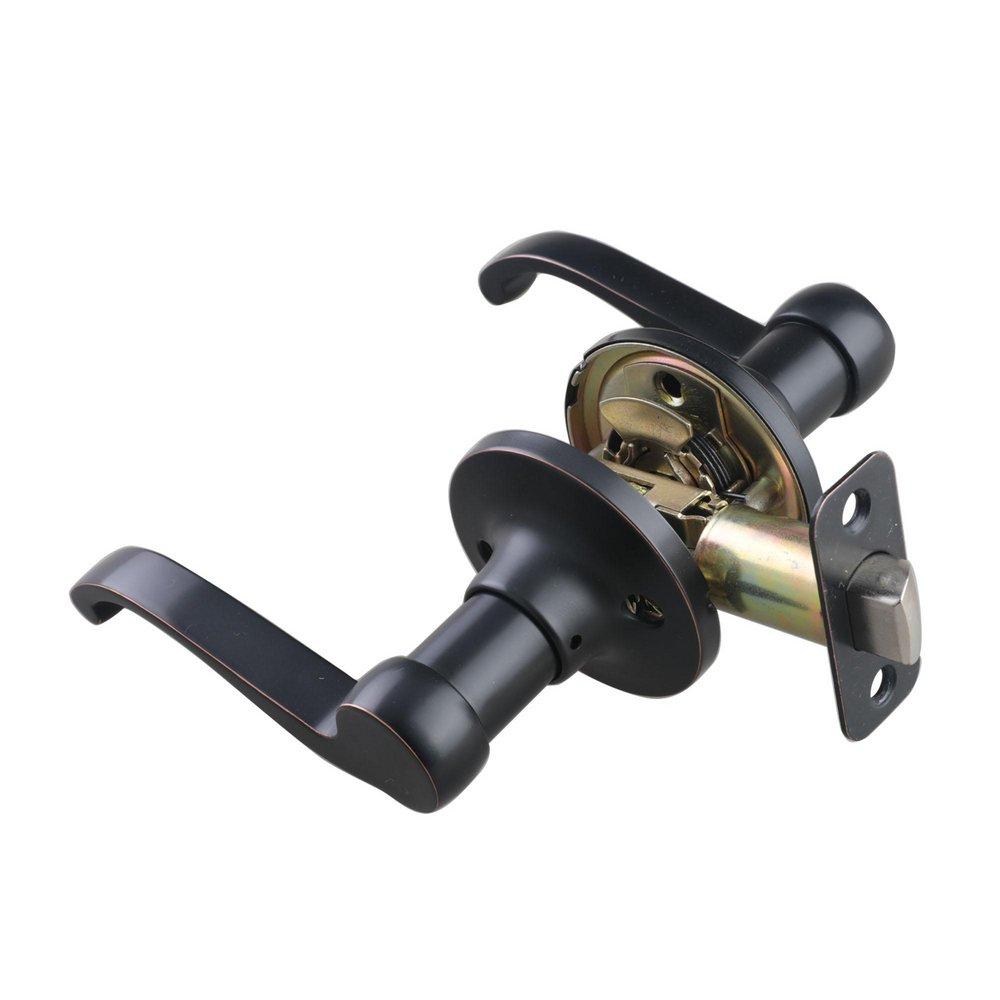 Oil Rubbed Bronze Closed Scroll Lever Passage Door Lock 