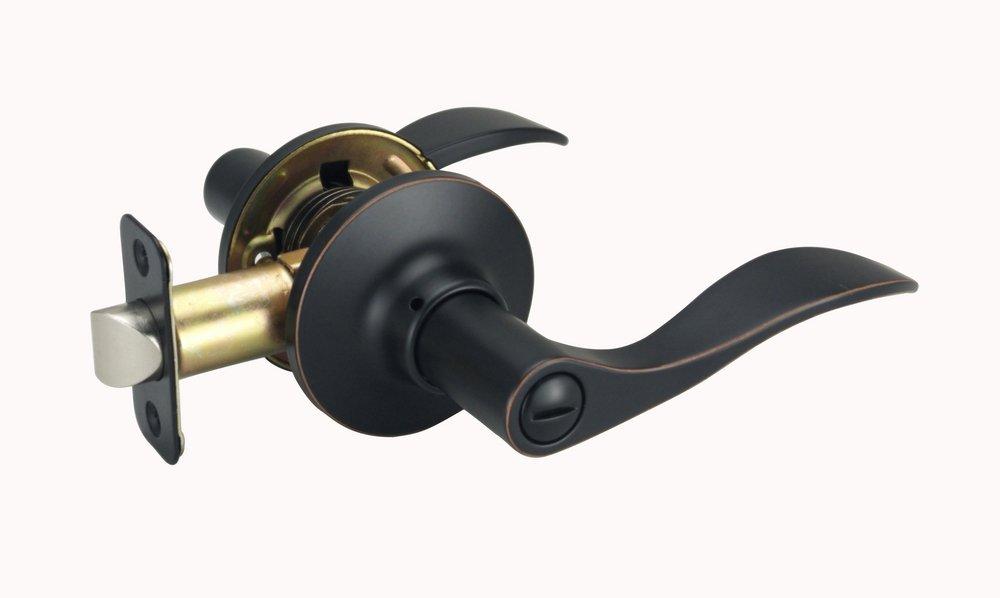 Oil Rubbed Bronze Wave Lever Privacy Door Lock 