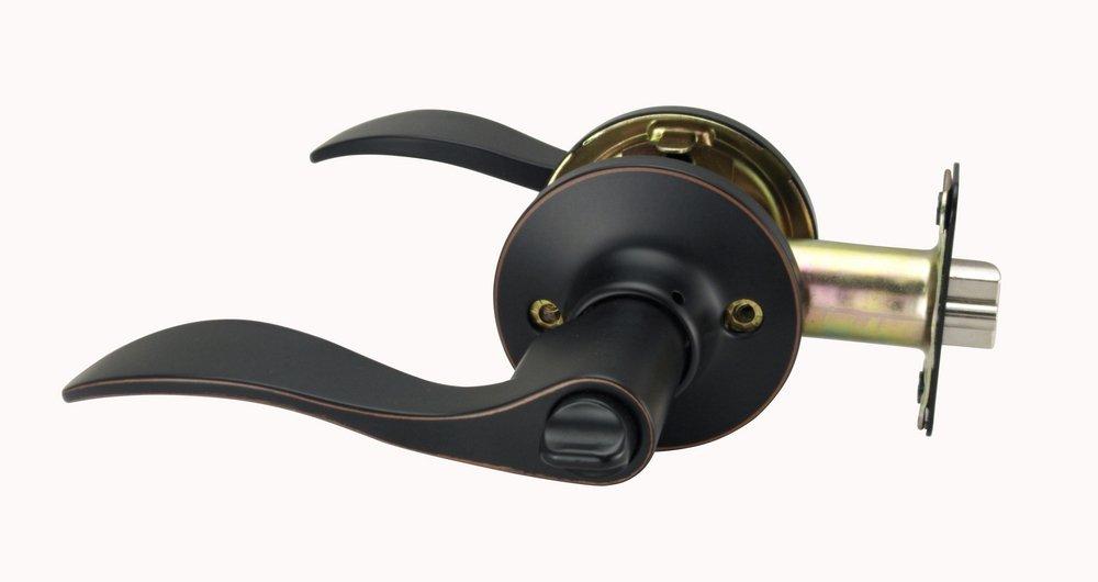 Oil Rubbed Bronze Wave Lever Privacy Door Lock 
