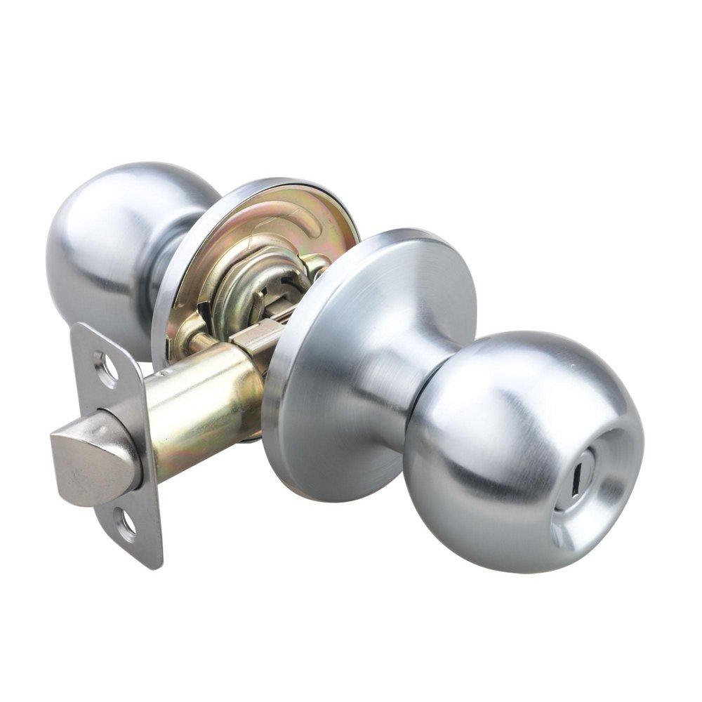 Satin Chrome Ball Knob Privacy Door Lock 