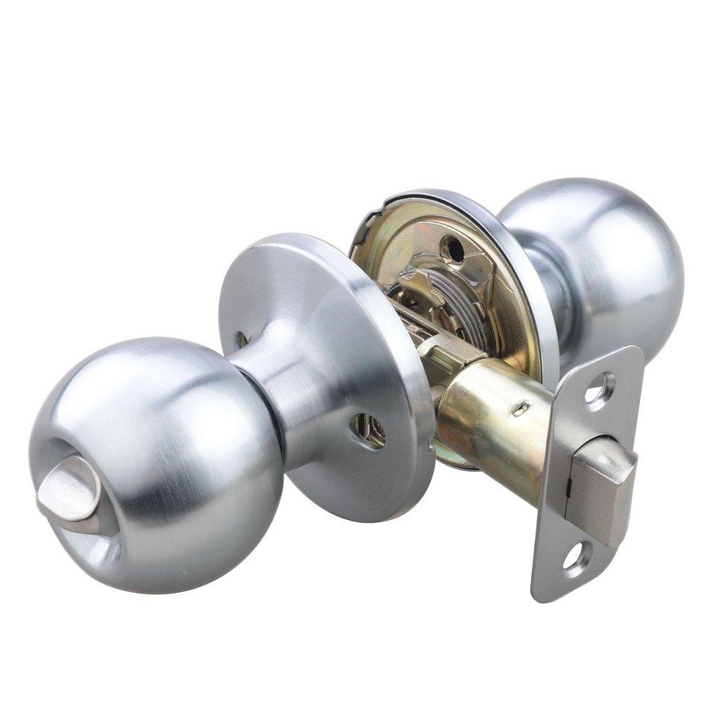 Satin Chrome Ball Knob Privacy Door Lock 