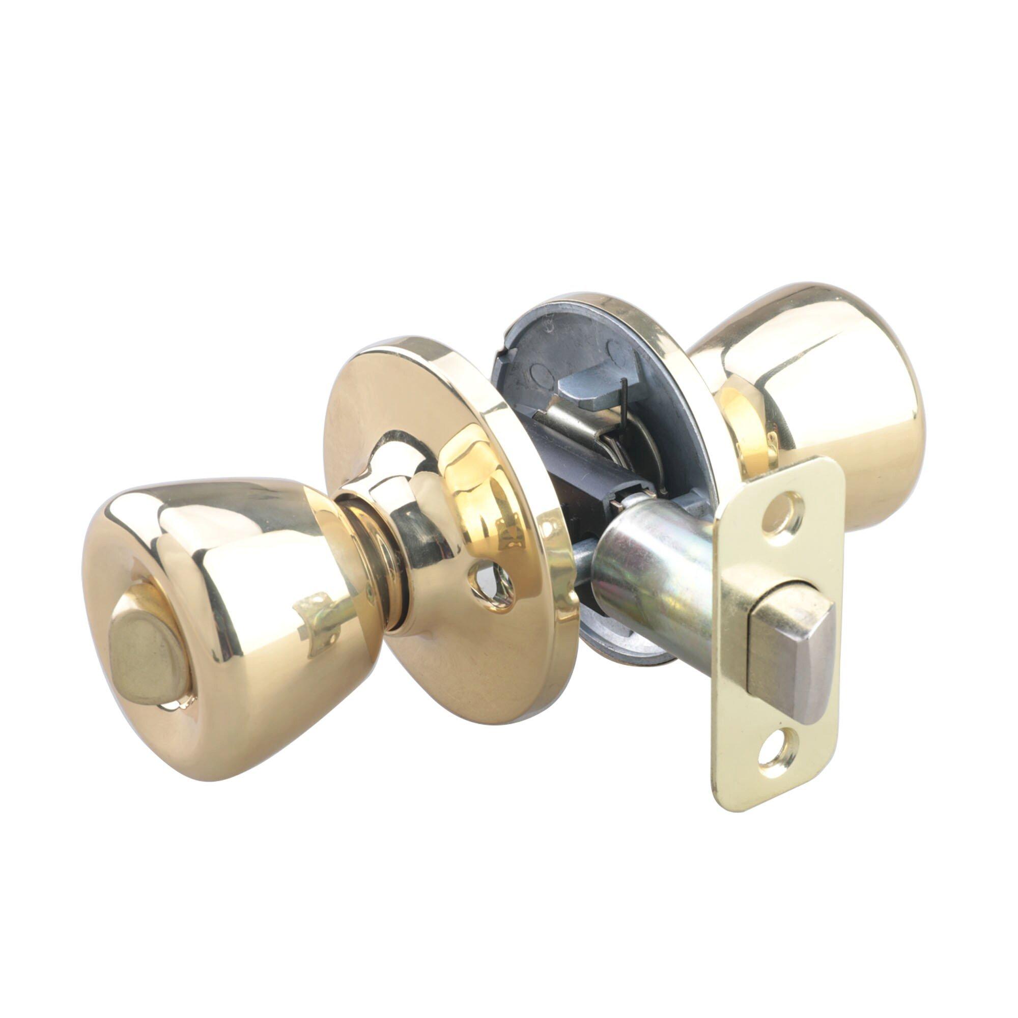 Westcraft Polished Brass Tulip Knob Privacy Door Lock 