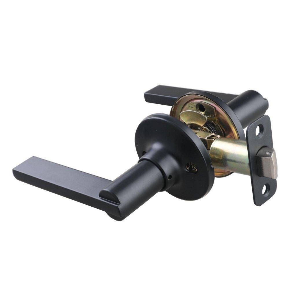 Matte Black Flat Bar Lever Passage Door Lock 