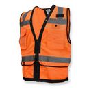 Size 4X Polyester Reusable Heavy Duty Surveyor Safety Tether Vest in Hi-Viz Orange