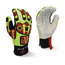 Size L Cotton, Plastic, Rubber and Spandex Reusable Work Glove with Tapered Palm in Lime Green and Black