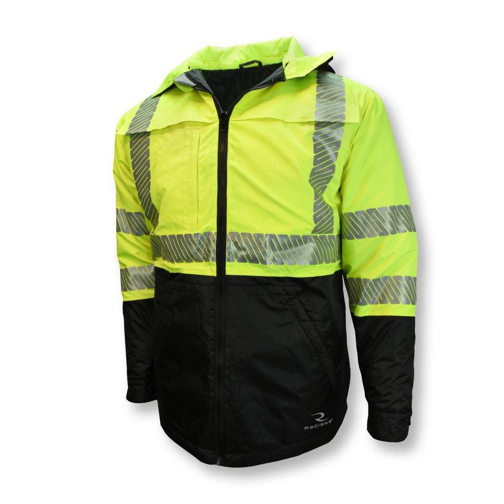 Radians Hi-Viz Green Ripstop Fabric Reusable Reversible Quilted Water Repellent Jacket in Hi-Viz Green 
