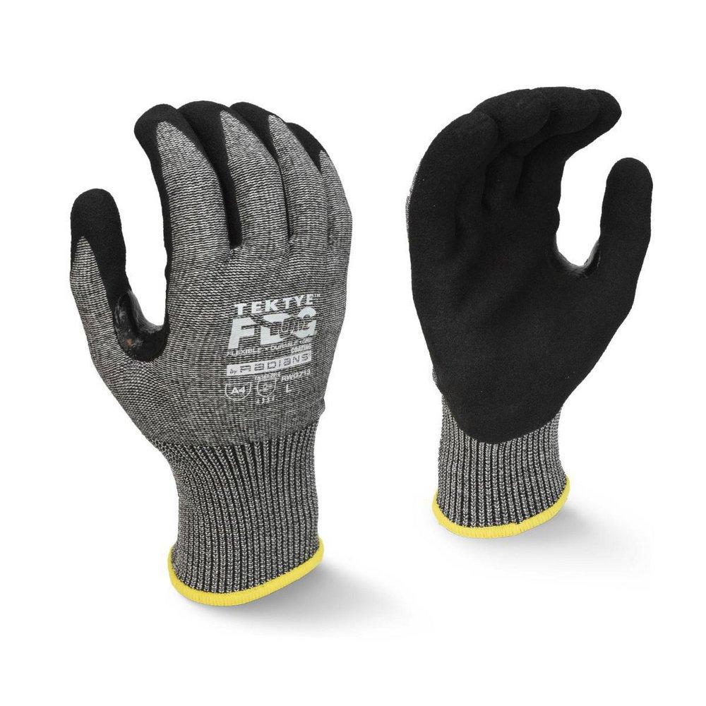 Radians Grey FDG Coated Fiberglass and Stainless Steel Reinforced Thumb A4 Work Reusable Gloves in Salt & Pepper and Black 
