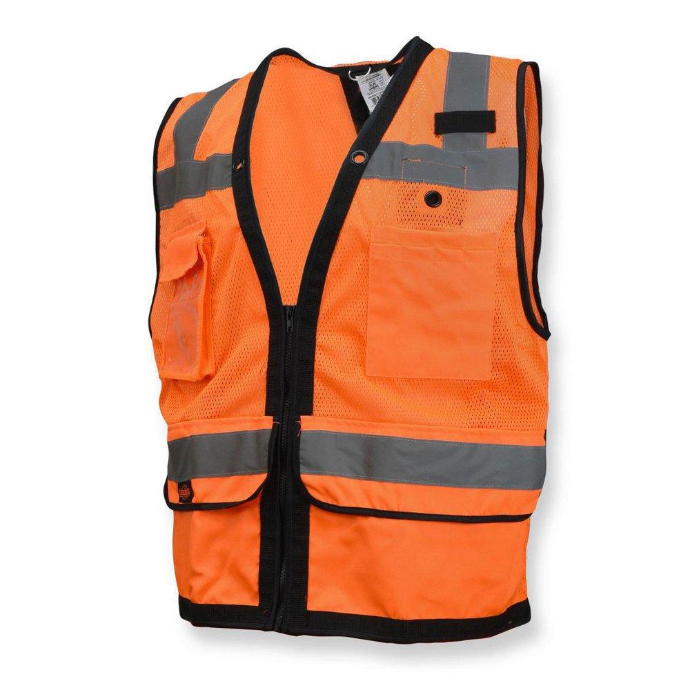 Radians Hi-Viz Orange Size L Polyester Reusable Heavy Duty Surveyor Safety Tether Vest 