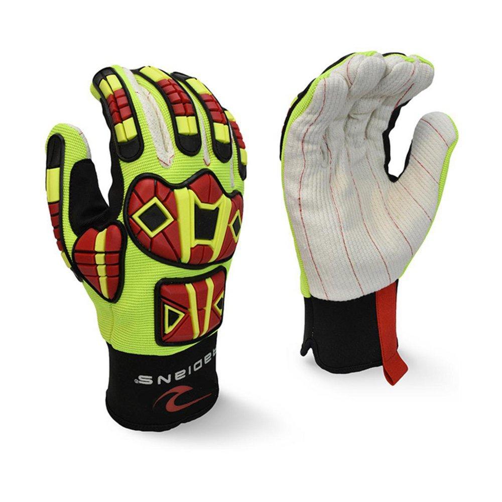Radians Lime Cotton, Plastic, Rubber and Spandex Reusable Work Glove with Tapered Palm in Lime Green and Black 