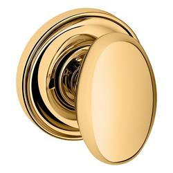 5025 Privacy Door Knob Set with 5048 Rose in Non-Lacquered Brass