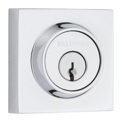 Square SmartKey&reg; Single Cylinder Keyway Deadbolt in Polished Chrome
