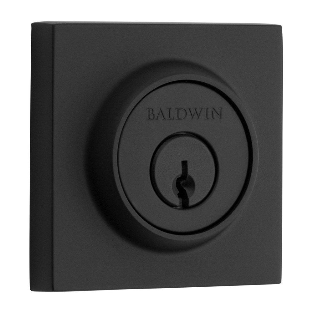 Baldwin Satin Black Square SmartKey&reg; Single Cylinder Keyway Deadbolt 