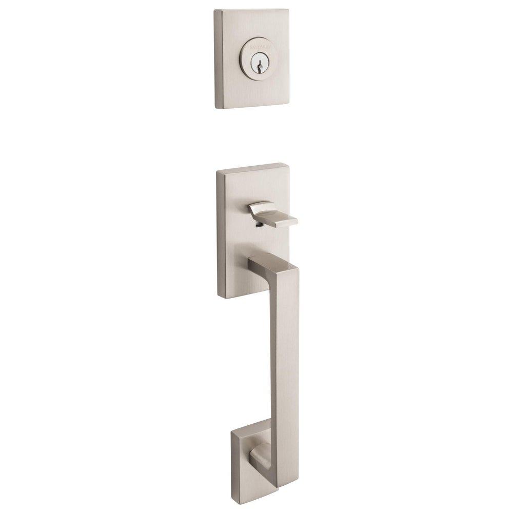 Baldwin Satin Nickel Right Handed Square Single Cylinder Standard C Keyway Deadbolt Handle Set 