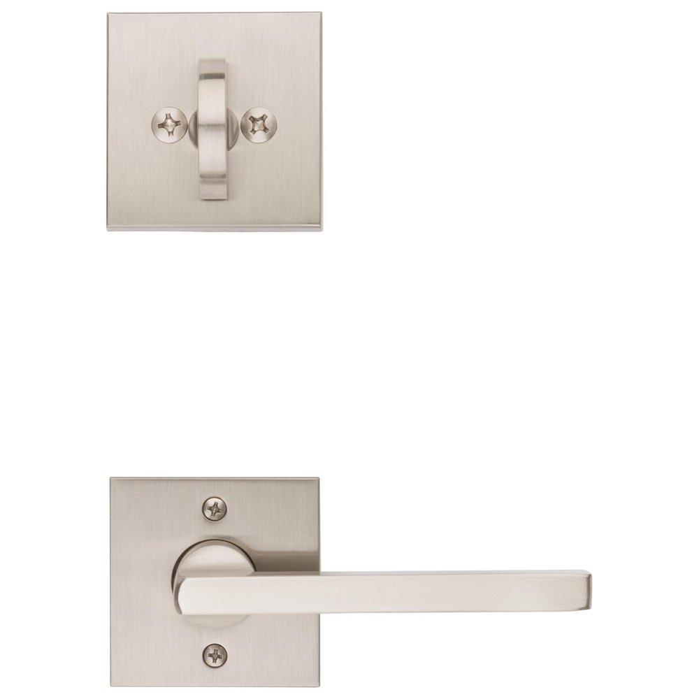 Baldwin Satin Nickel Right Handed Square Single Cylinder Standard C Keyway Deadbolt Handle Set 