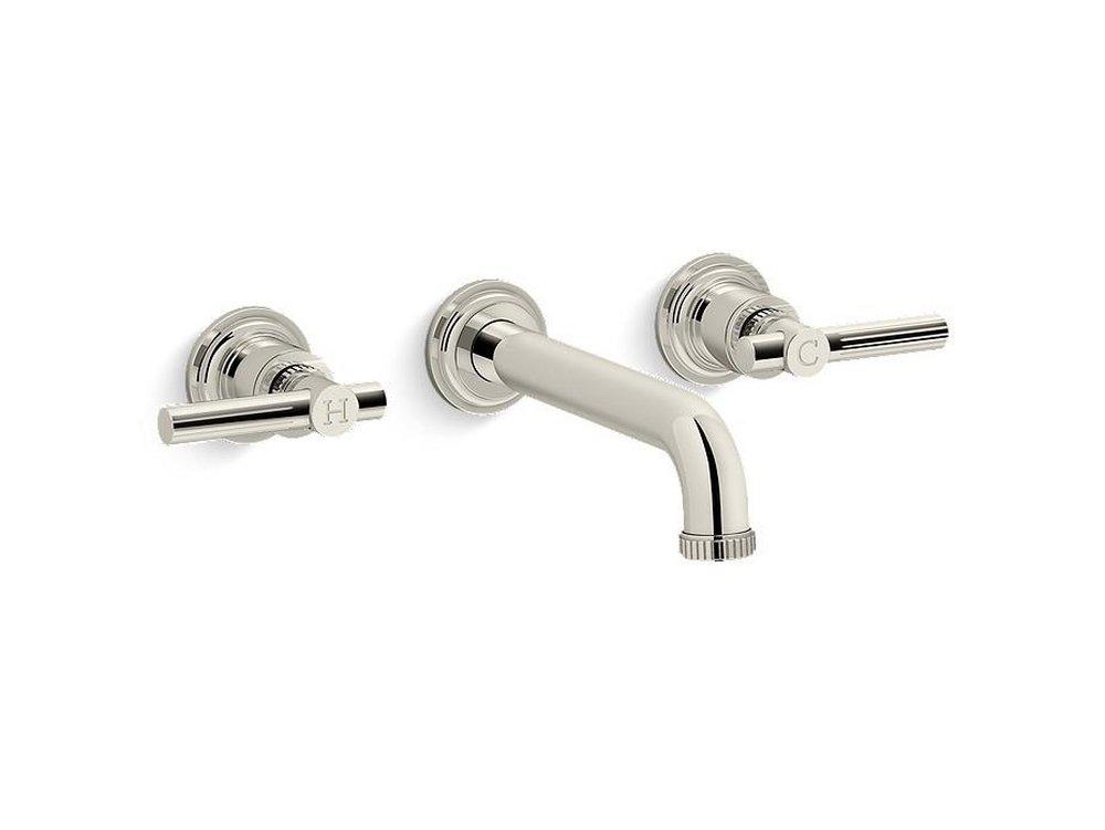Kallista Vibrant&reg; Polished Nickel Two Handle Wall Mount Bathroom Sink Faucet 