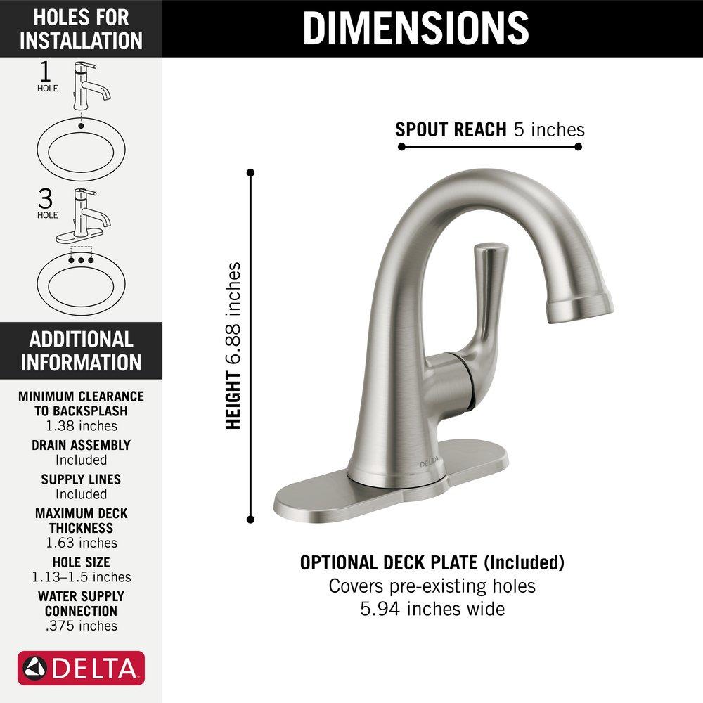 Delta Faucet Brilliance&reg; Stainless Single Handle Monoblock Bathroom Sink Faucet 