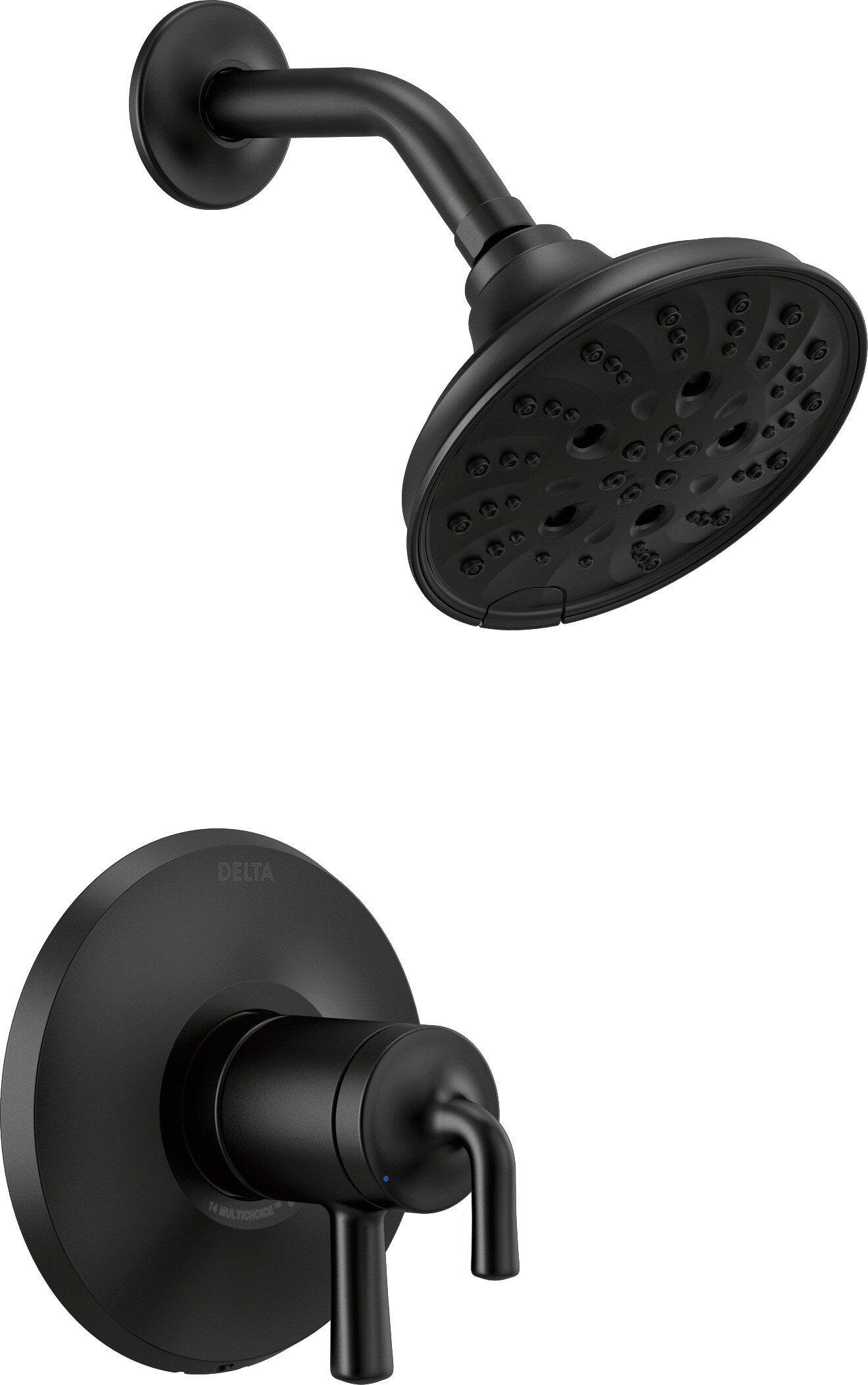 Delta Faucet Matte Black Two Handle Multi Function Shower Faucet (Trim Only) 