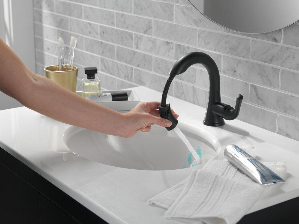 Delta Faucet Matte Black Single Handle Monoblock Bathroom Sink Faucet 