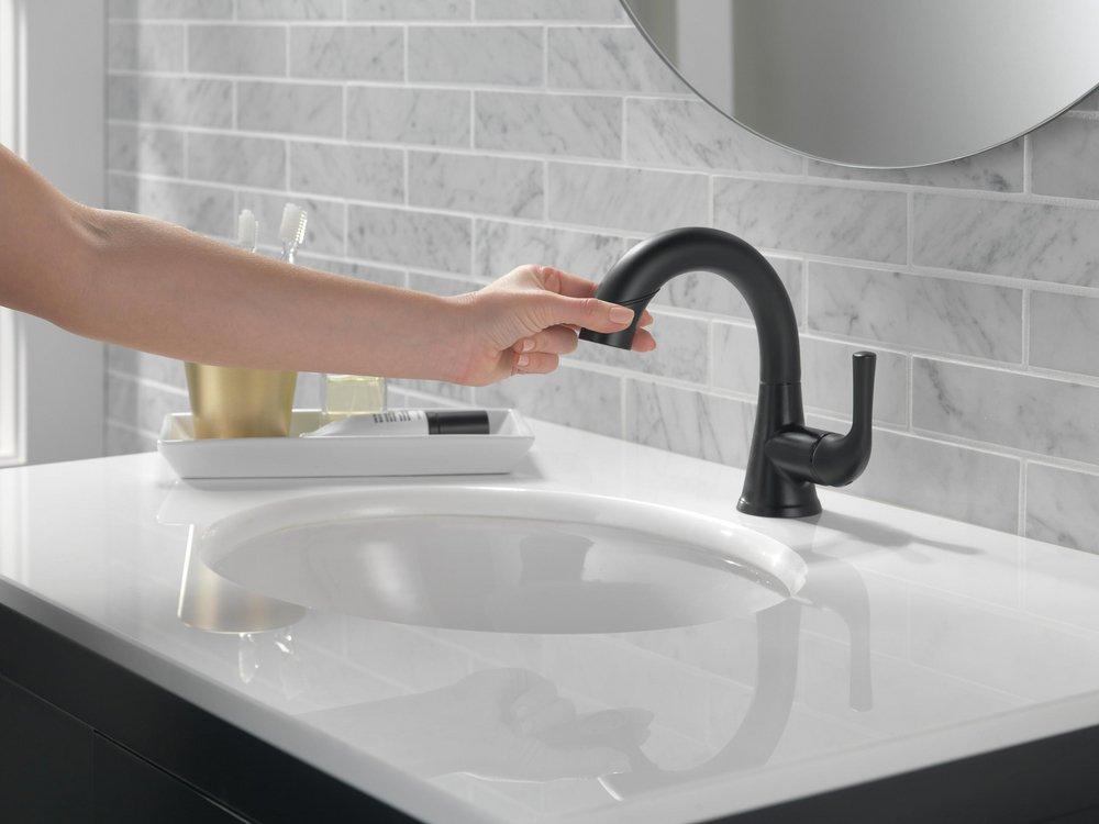 Delta Faucet Matte Black Single Handle Monoblock Bathroom Sink Faucet 