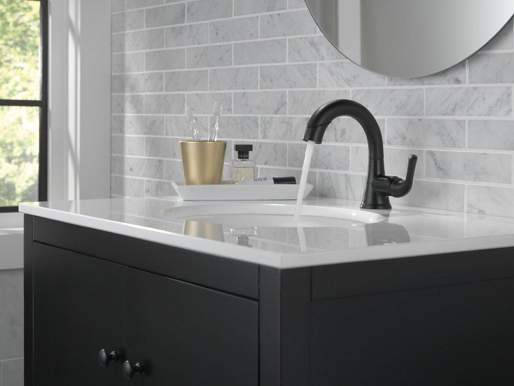 Delta Faucet Matte Black Single Handle Monoblock Bathroom Sink Faucet 