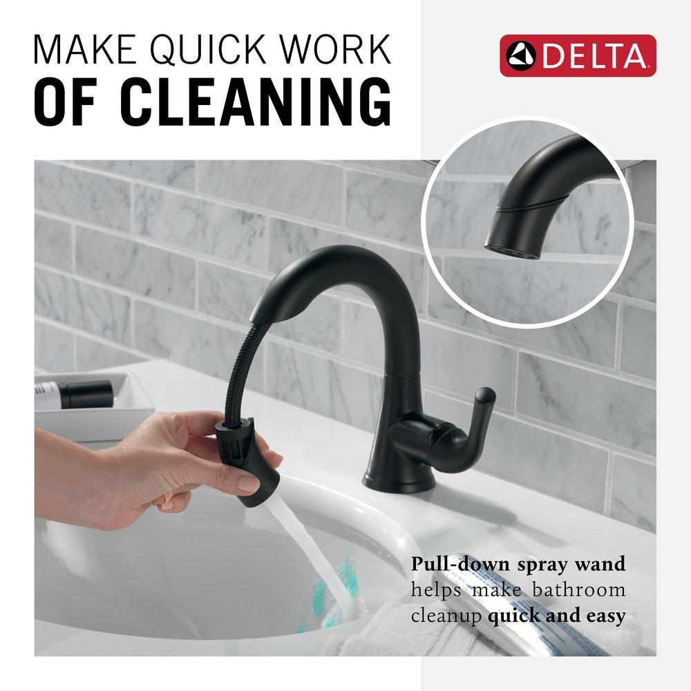 Delta Faucet Matte Black Single Handle Monoblock Bathroom Sink Faucet 